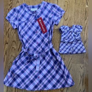 American girl dress for child and dress for her doll matching brand new